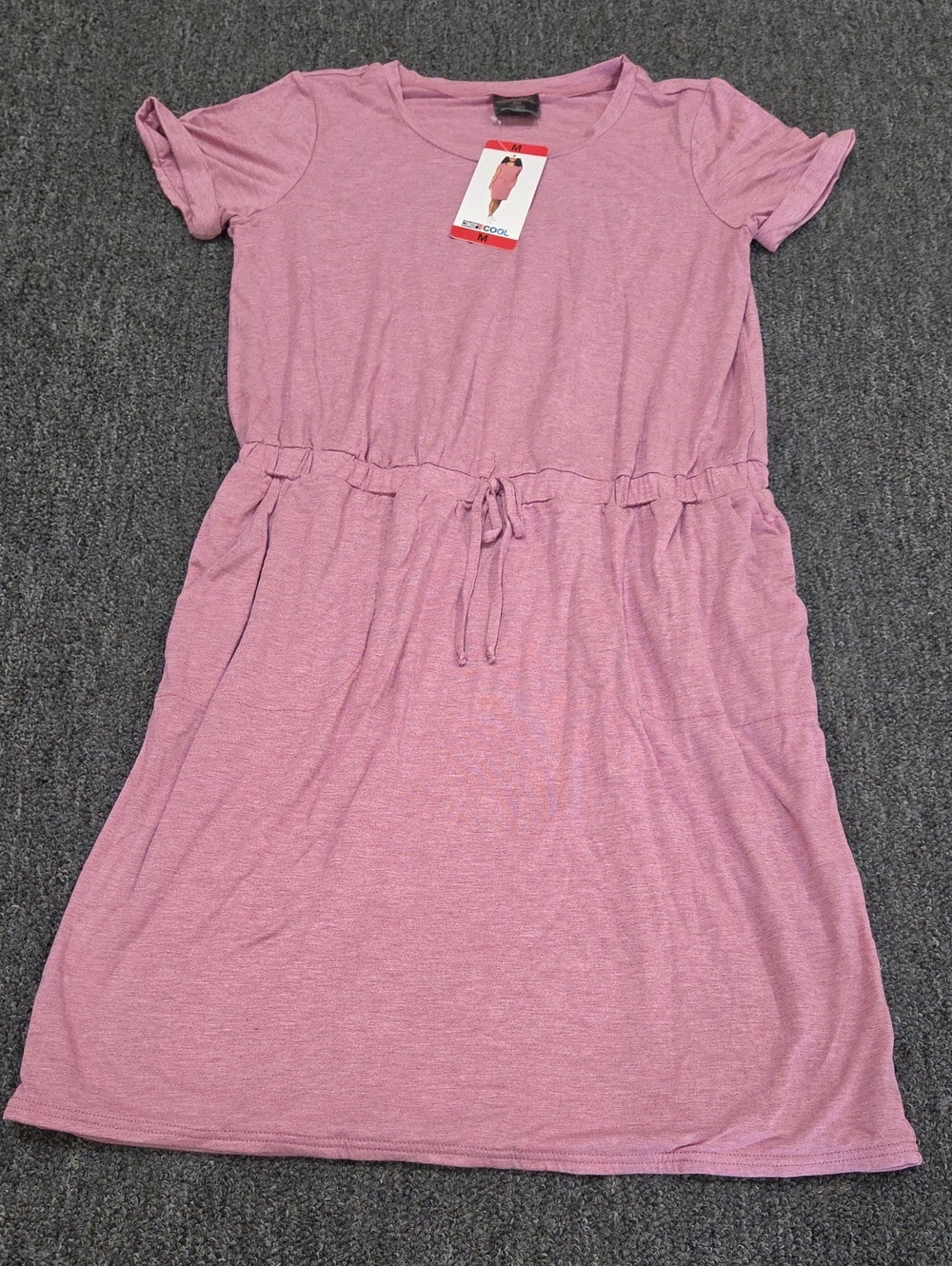 (#4C) 32 Degrees Womens' Heather Mauve Drawstring Midi Dress